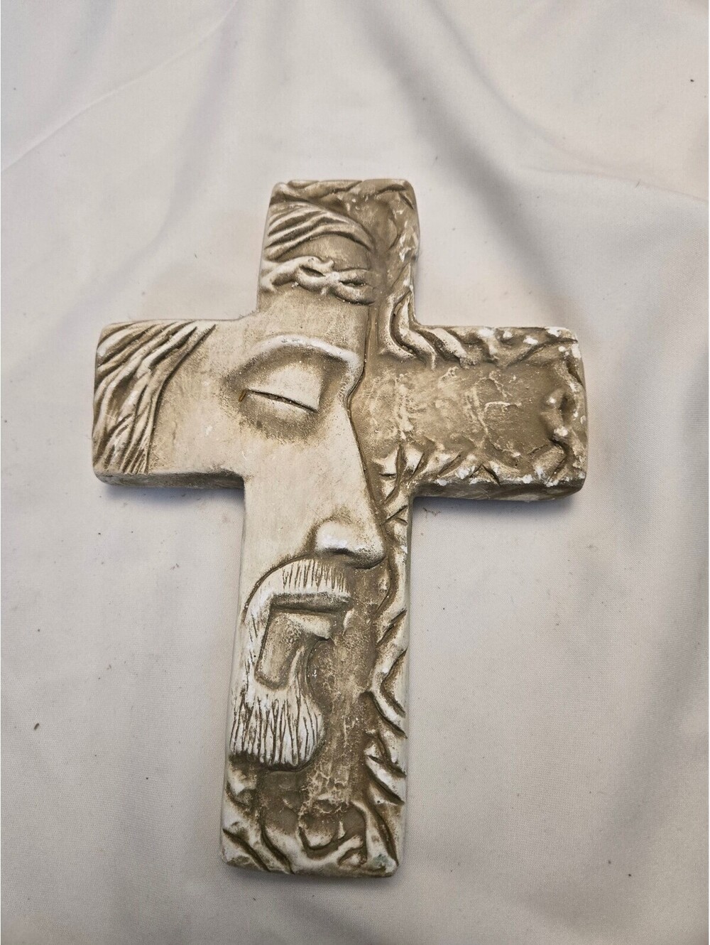 Stone Decorative Jesus Face Cross Wall Hanging 10x8